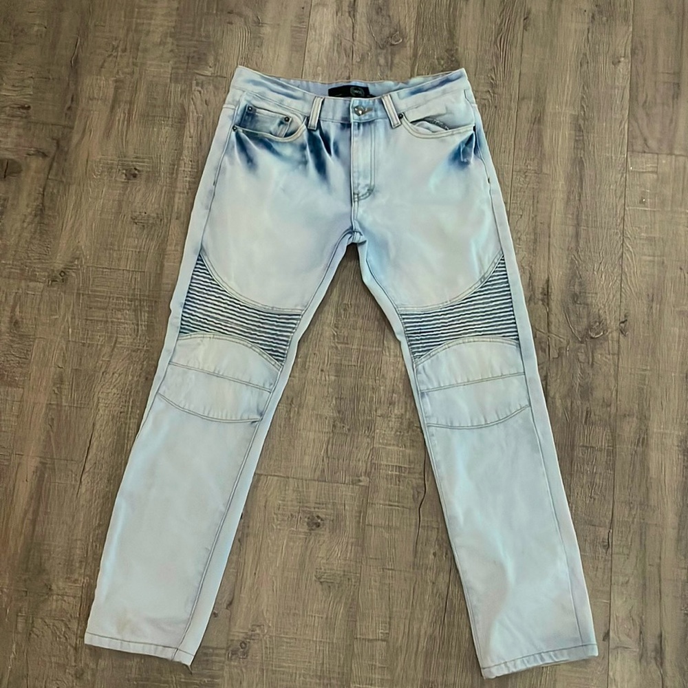 Blue biker jeans